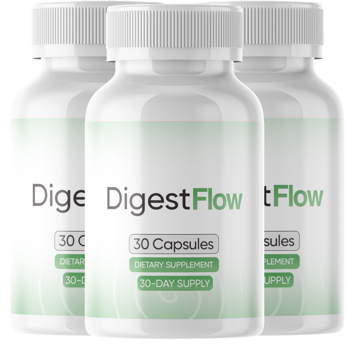 Three bottles of DigestFlow dietary supplement
